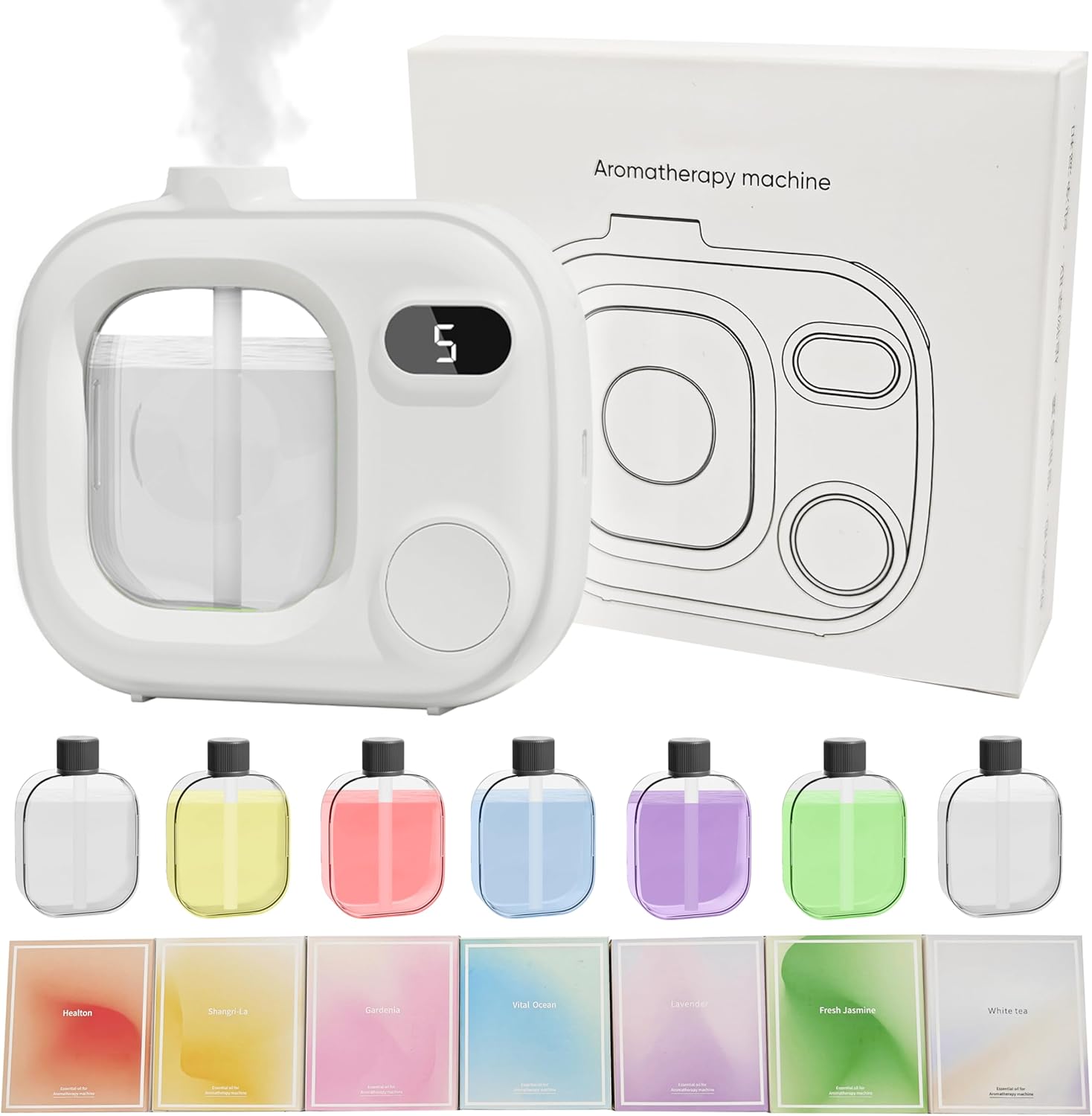 Waterless Essential Oil Aromatherapy Diffuser Mini Led Wireless Smart Aroma 360 Small Difusor Cordless for Home Large Rooms Scent Bathroom Hotel Collection Office Car Fragrance Air Scent Humidifier