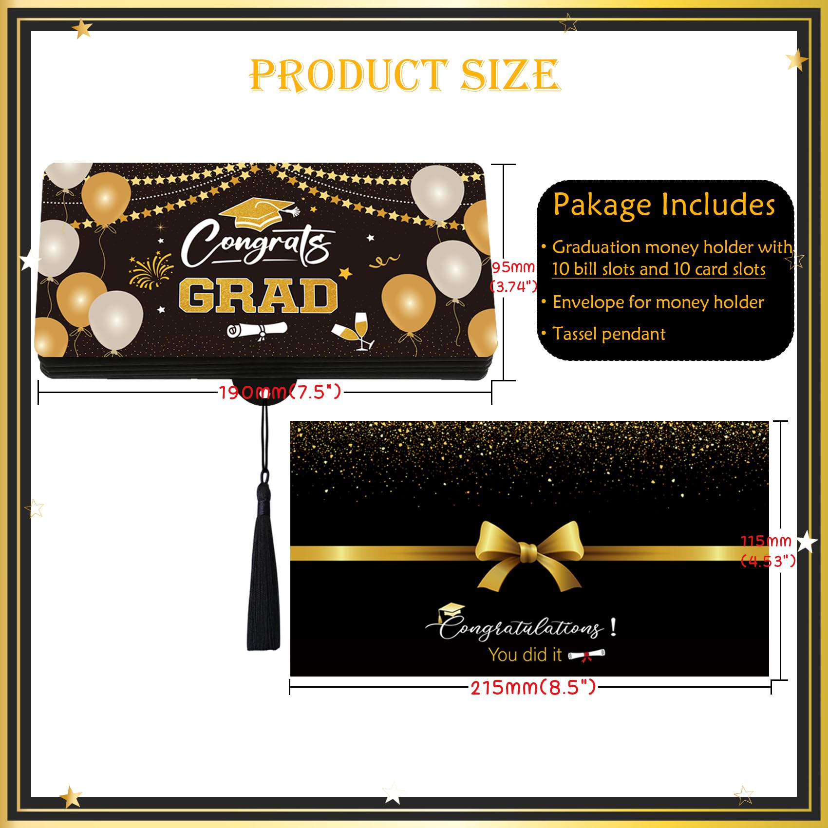 Graduation Gifts, Graduation Money Holder with 10 Bill & Card Slots and Envelope, Congratulation Cash Gift Card Holder for College Graduates 2026