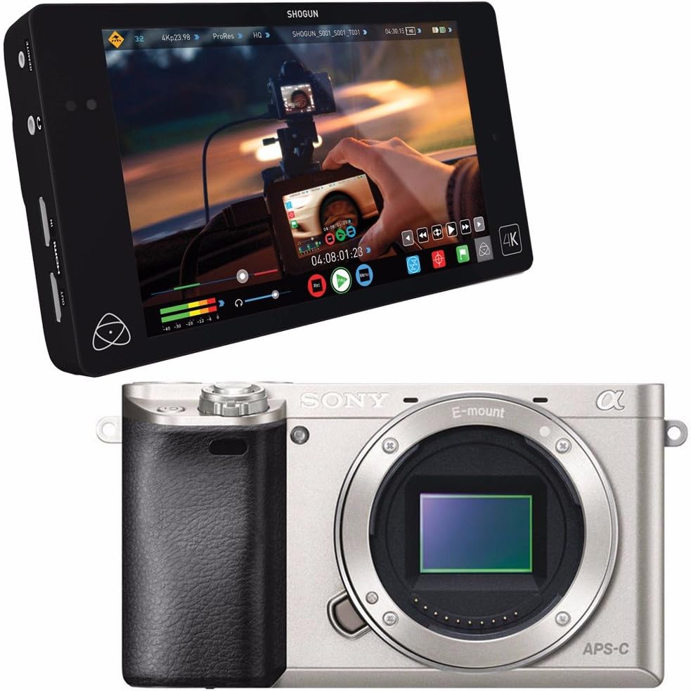Atomos Shogun 4K HDMI/12G-SDI Recorder and 7" Monitor + Sony Alpha A6000 Digital Camera Silver 6Ave Saver Bundle