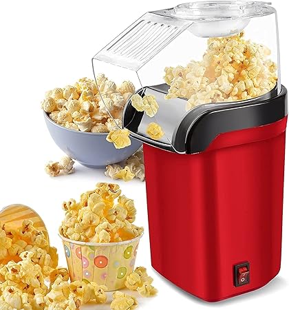 adakasi Hot Air Popcorn Popper Electric Machine Snack Maker with Removable Lid