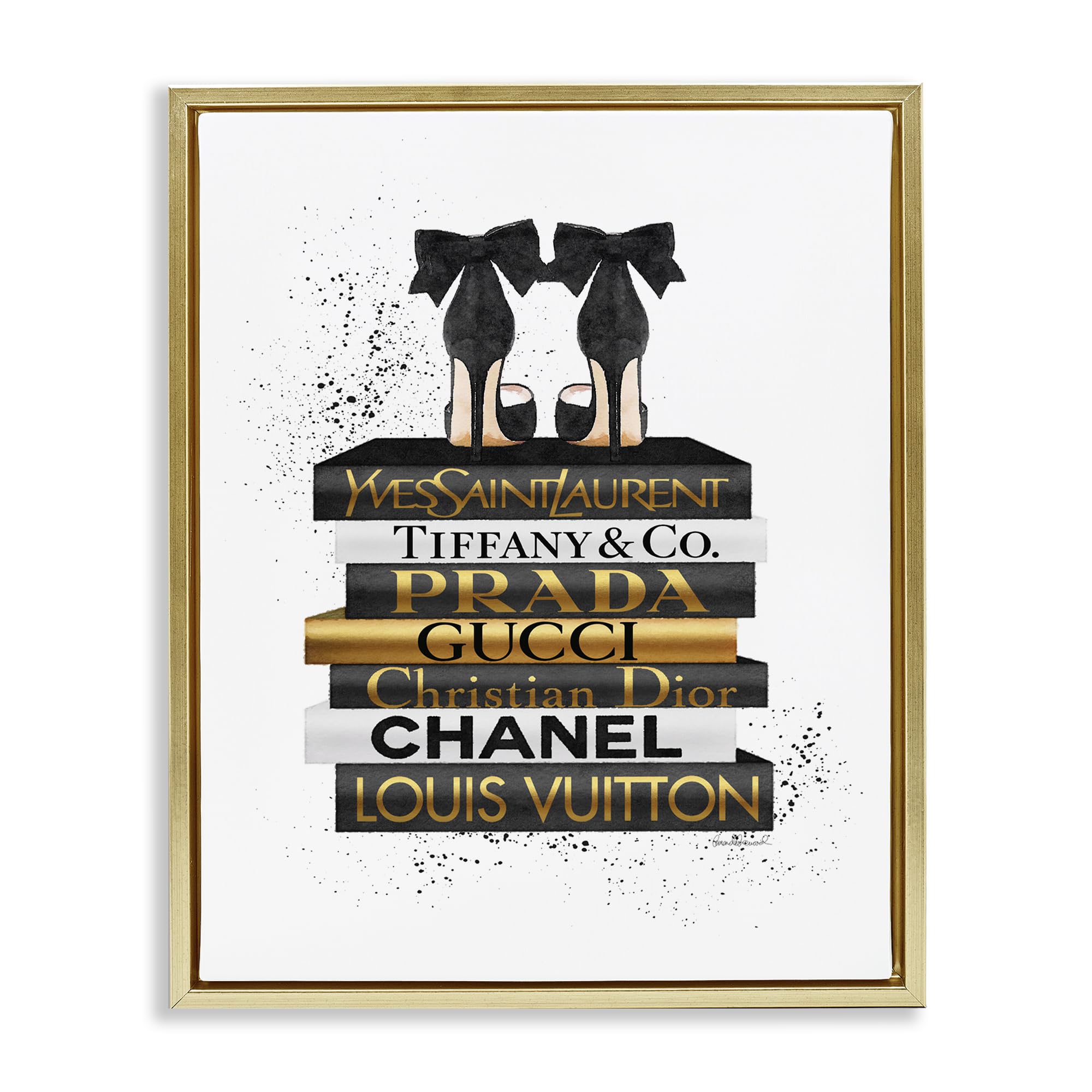Glam Bookstack Animal Print, 16 x 20 Inch Canvas in Floater Frame