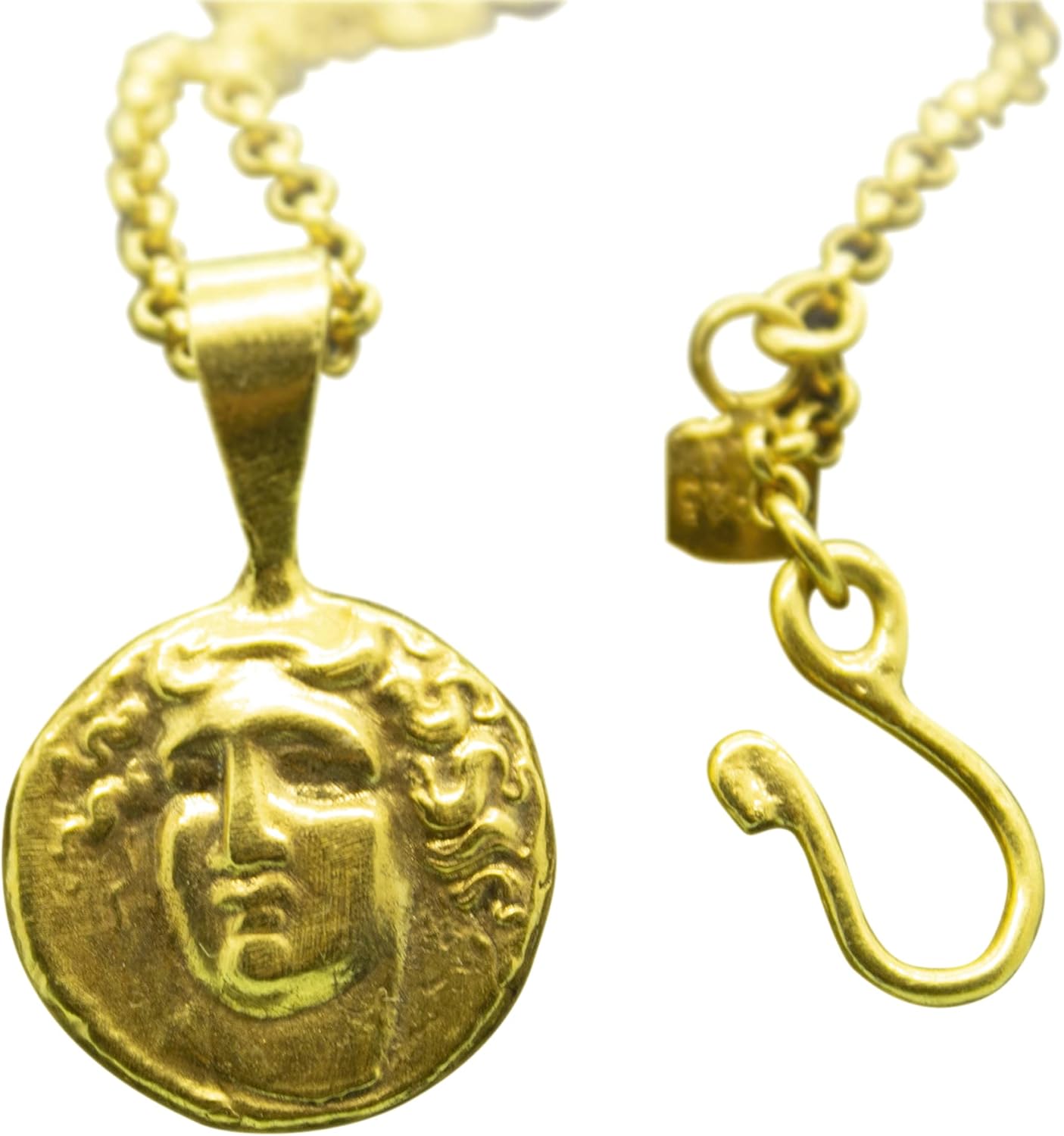 Ancient Medusa Coin Pendant | 925 Sterling Silver 24K Gold | Medusa Gold Plated Coin Necklace | Roman Art Coin Signet | Gift by Pellada