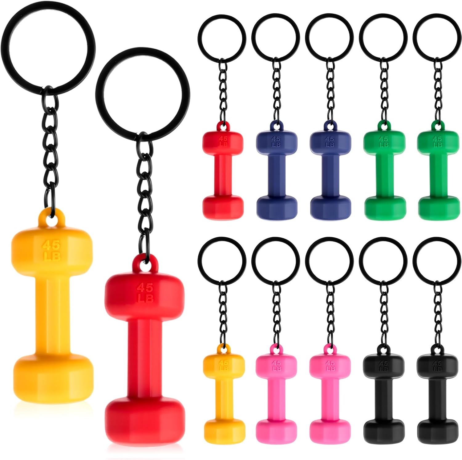 Tondiamo 12/24 Pcs Barbell Dumbbell Keychain
