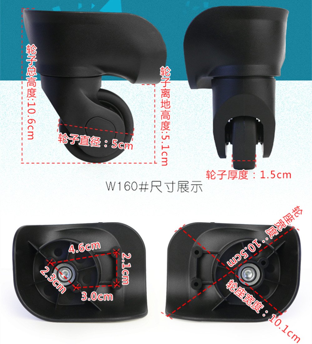 Liaozy888 Replacement Luggage Wheels W160#(Di Long) for Spinner Suitcase Wheel Repair/Luggage Wheels Replacement Parts Repair (a Pair/Set)