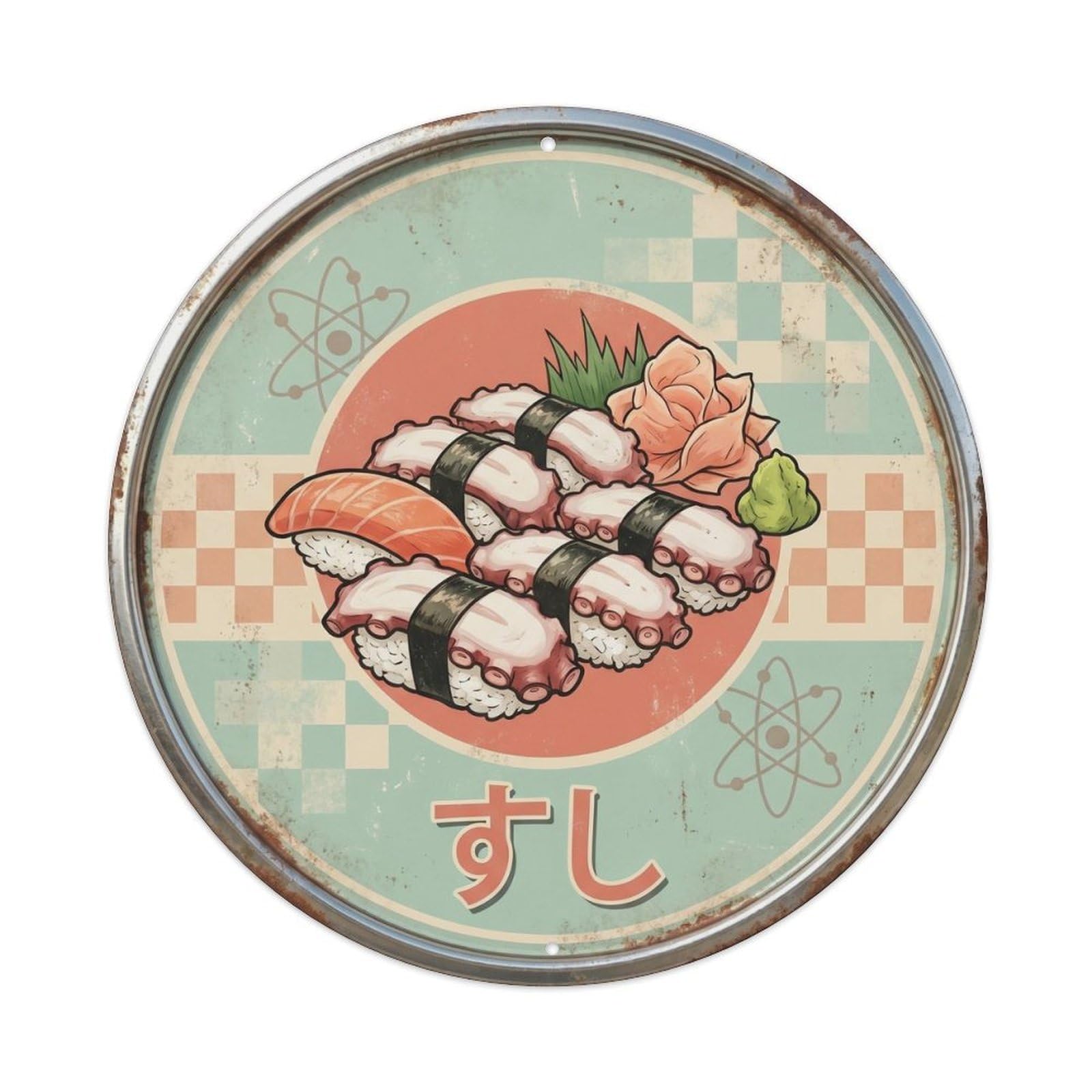 Cxhjca 8X8inch(20X20cm) Japanese Sushi Bar Classic Diner Restaurant Nigiri Metal Tin Sign
