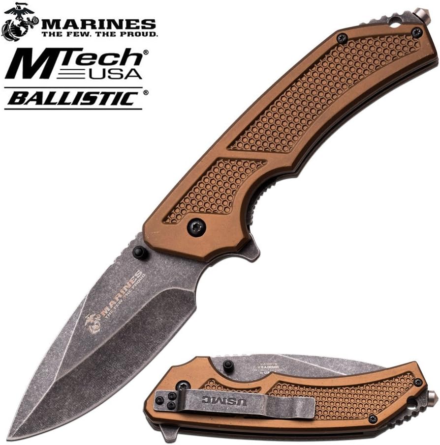 U.S. Marines by MTech USA M-A1047 Series Spring Assist Folding Knife, 5-Inch Closed