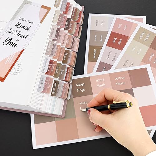 Miniatura 5 de Pestañas de la Biblia en tono tierra, pestañas de la Biblia laminadas con impresión grande para mujeres y hombres, fáciles de leer, fáciles de