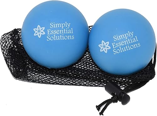 Simply Essential Solutions Bolas de terapia de masaje de tejido profundo juego de dos con bolsa de malla para alivio del dolor de cuidado personal,