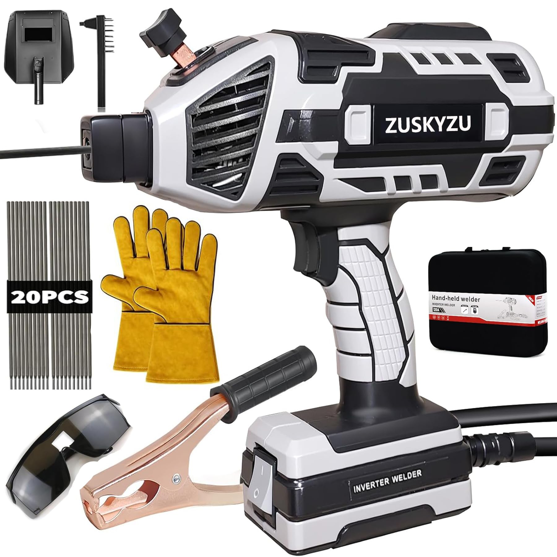 Handheld Welding Machine 220 V Handheld Welding Machine Arc Igbt 120 A with 6 Variable Current Settings, Suitable for Welding Rods from (2.5-3.2mm)