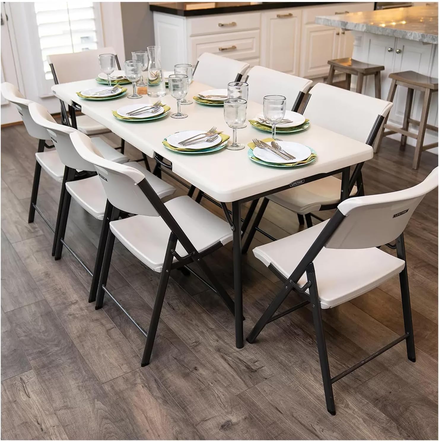 Lifetime 6-Foot Fold in Half Table, 2-Pack, Commercial, Almond