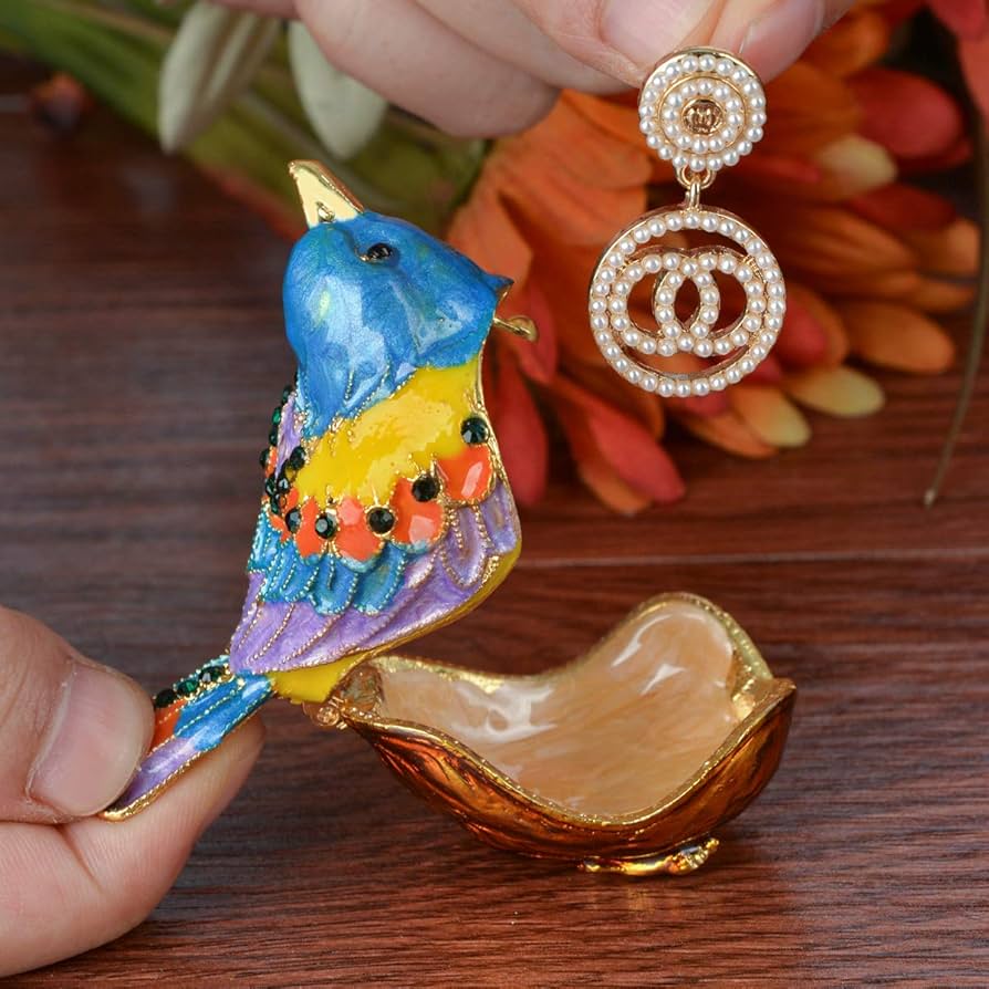 小物・アクセサリー 25th Anniversary Gari Gari Kun Amazon.com: FZJ Bird Trinket Box Golden Enameled Vintage