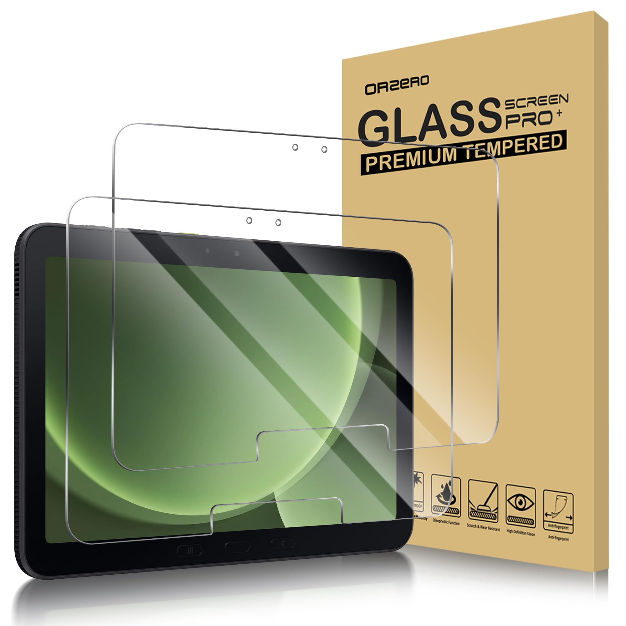 Orzero (2 Pack) Compatible for Samsung Galaxy Tab Active5 Pro (10.1 inch) Tempered Glass Screen Protector, Protector De Pantalla for Tab Active 5 Pro 9H High Definition Anti-Scratch Bubble-Free