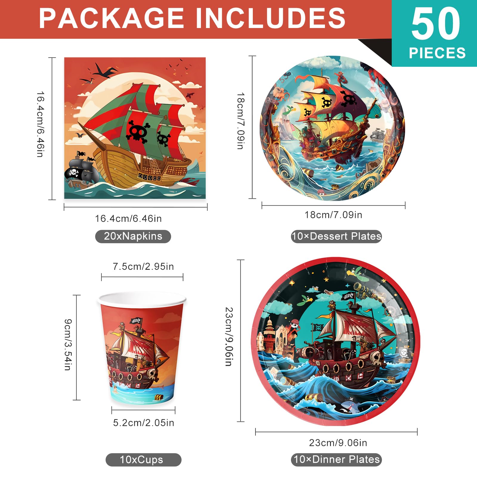 Set Di Decorazioni Per Feste Di Compleanno Per Bambini Pirati (A - Foto 9