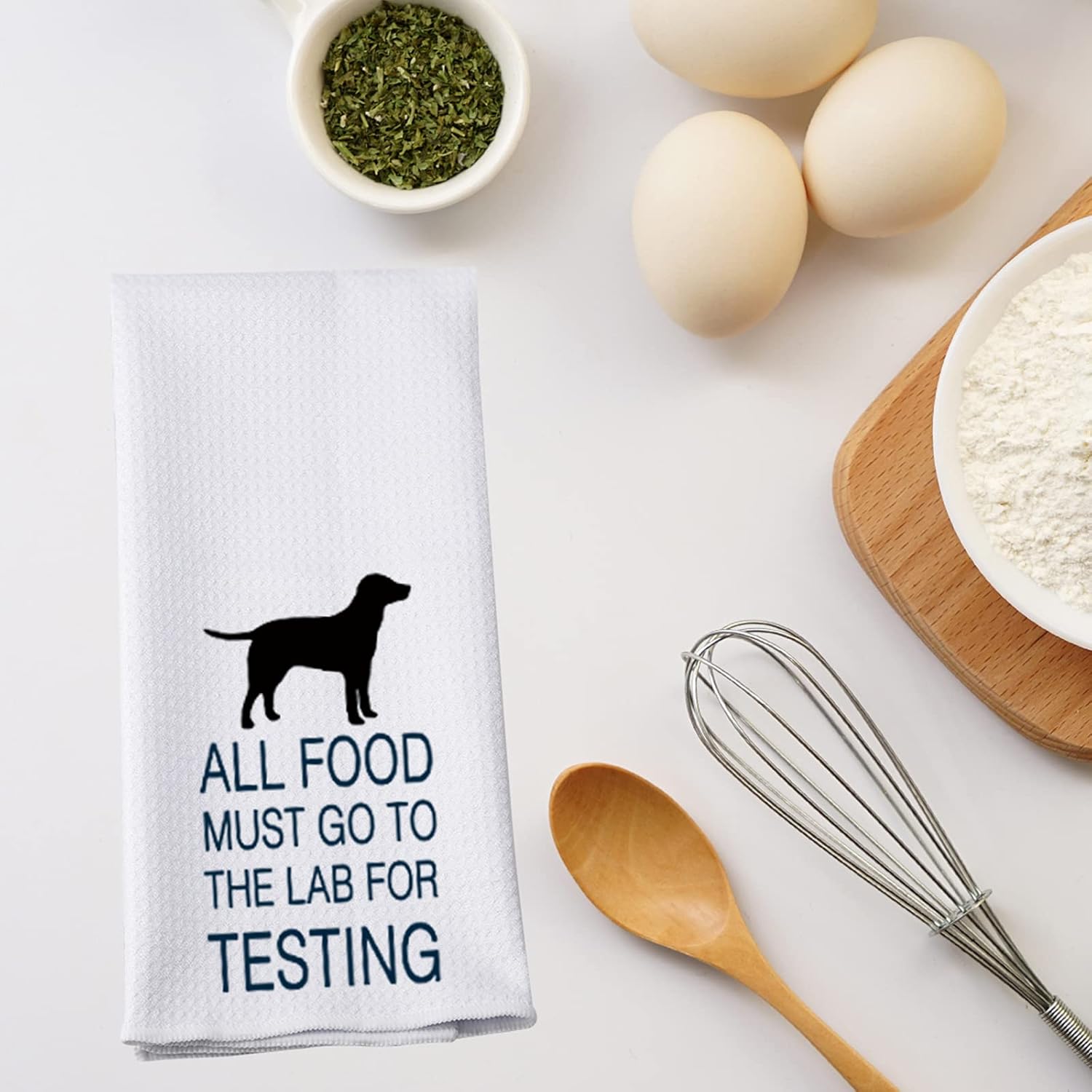 PWHAOO All Food Must Go to The Lab for Testing Tea Towel Kitchen Dish Towel Dog Lovers Gift (Lab for Testing Towel) - Image 4