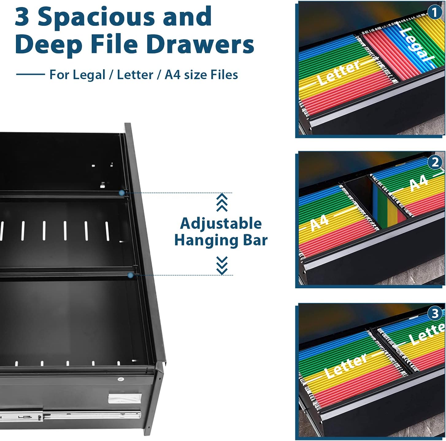 Buy 2 Drawer Filing Black Lateral File with Lock