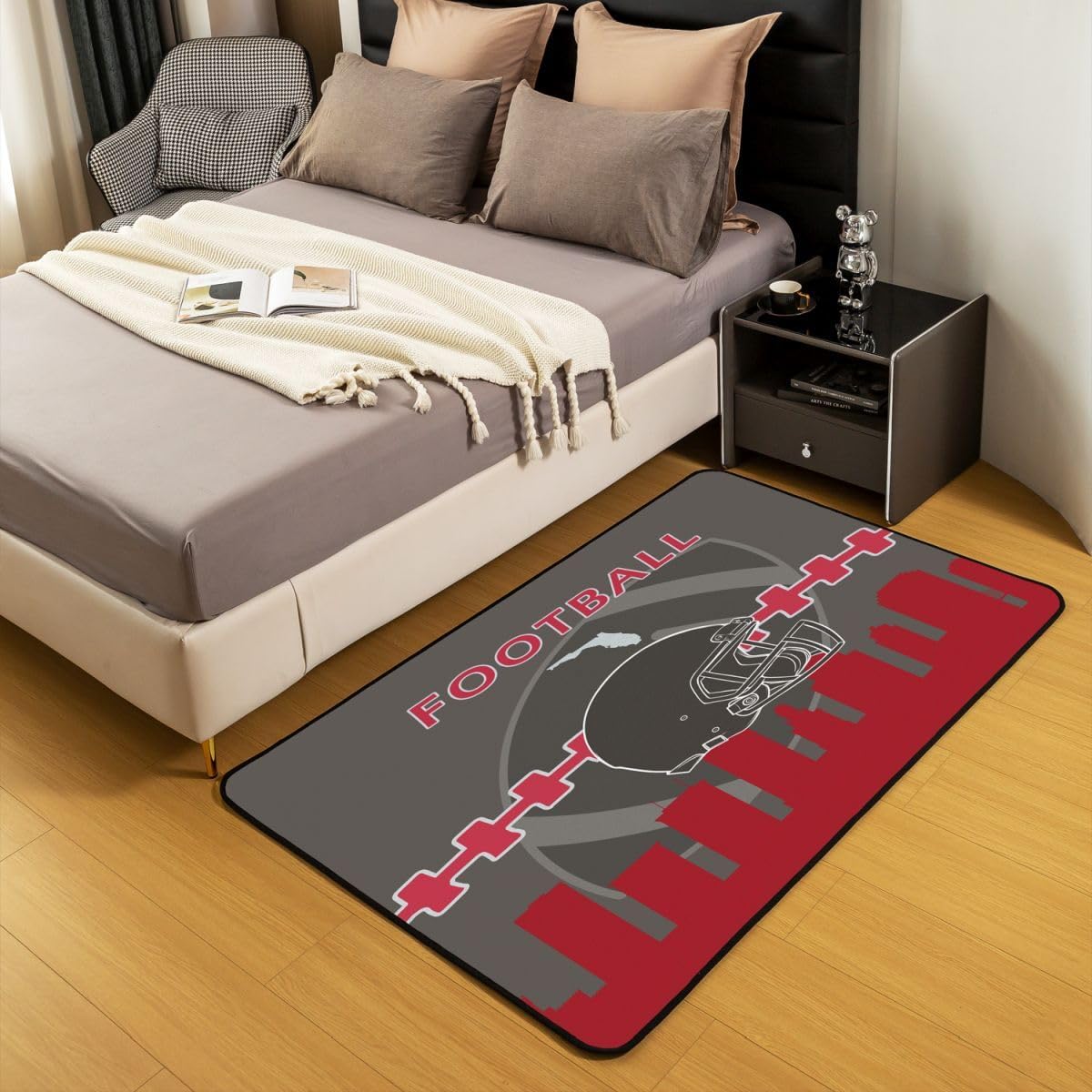 Erosebridal Football Area Rug - 3x5, Perfect for Bedside, Kids' Rooms, Living Room - Non-Slip Indoor Floor Mat for Sports Fans