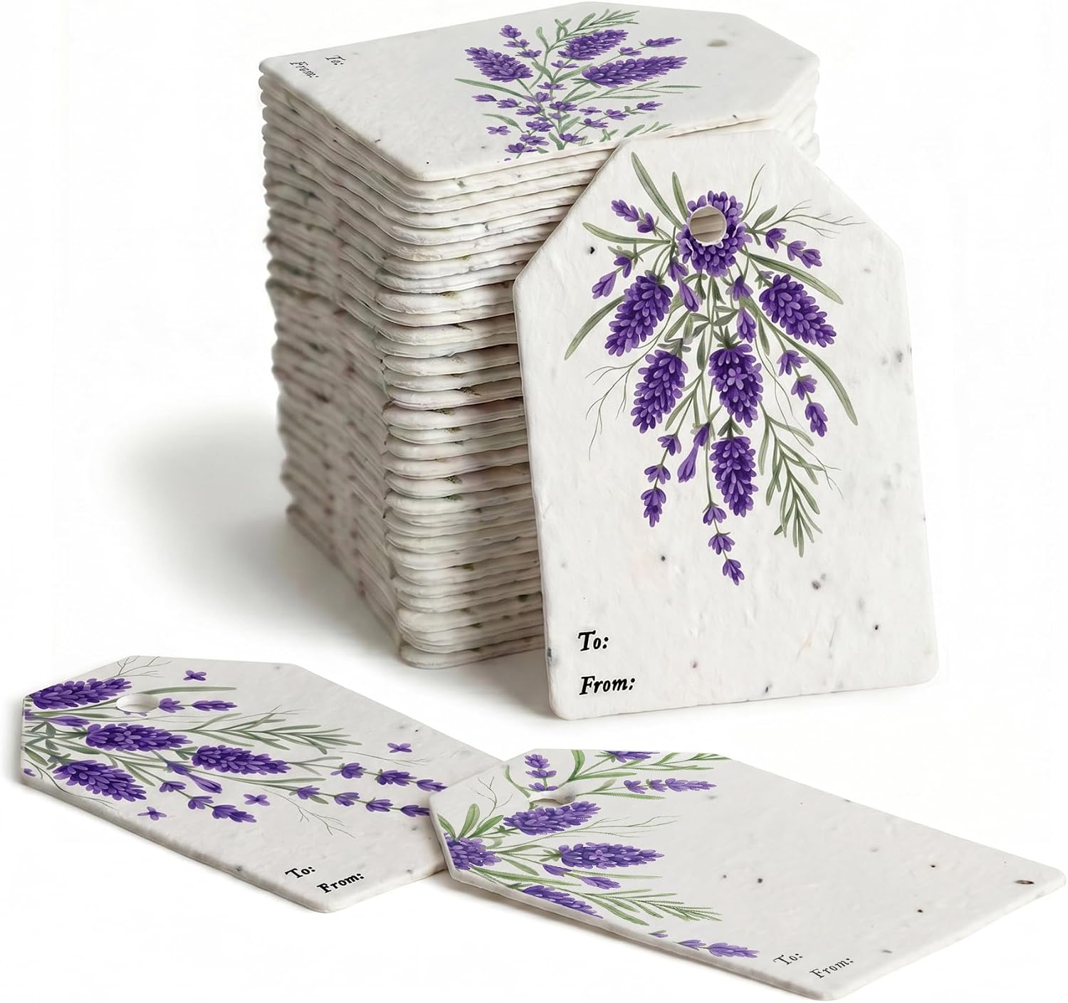 48 Lavender Floral Plantable Seed Paper Gift Tags
