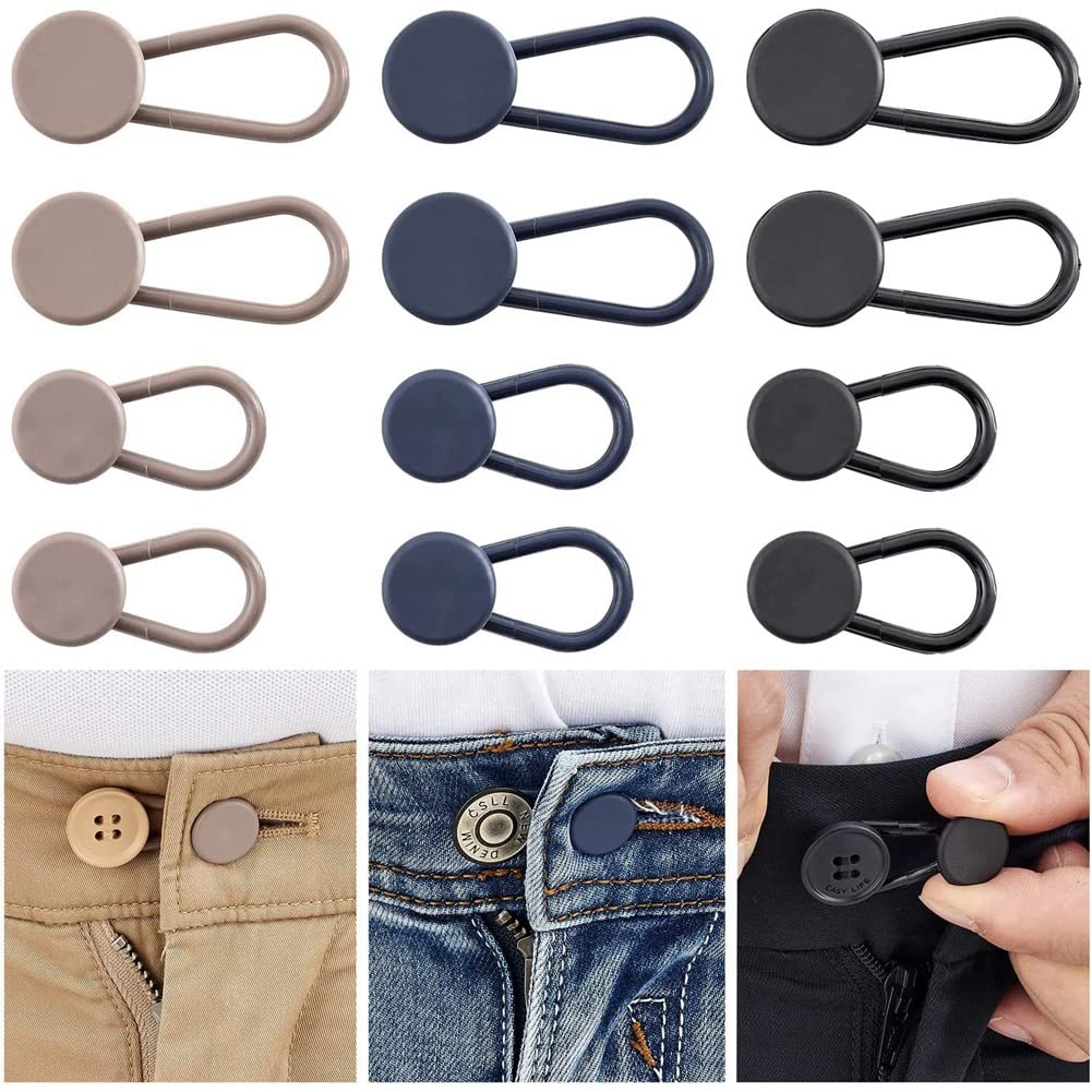 Estensore per bottoni dei pantaloni, 6/12 pezzi, set di pantaloni flessibili, per uomini e donne, jeans estensibili in vita, con bottoni, estensori per la vita