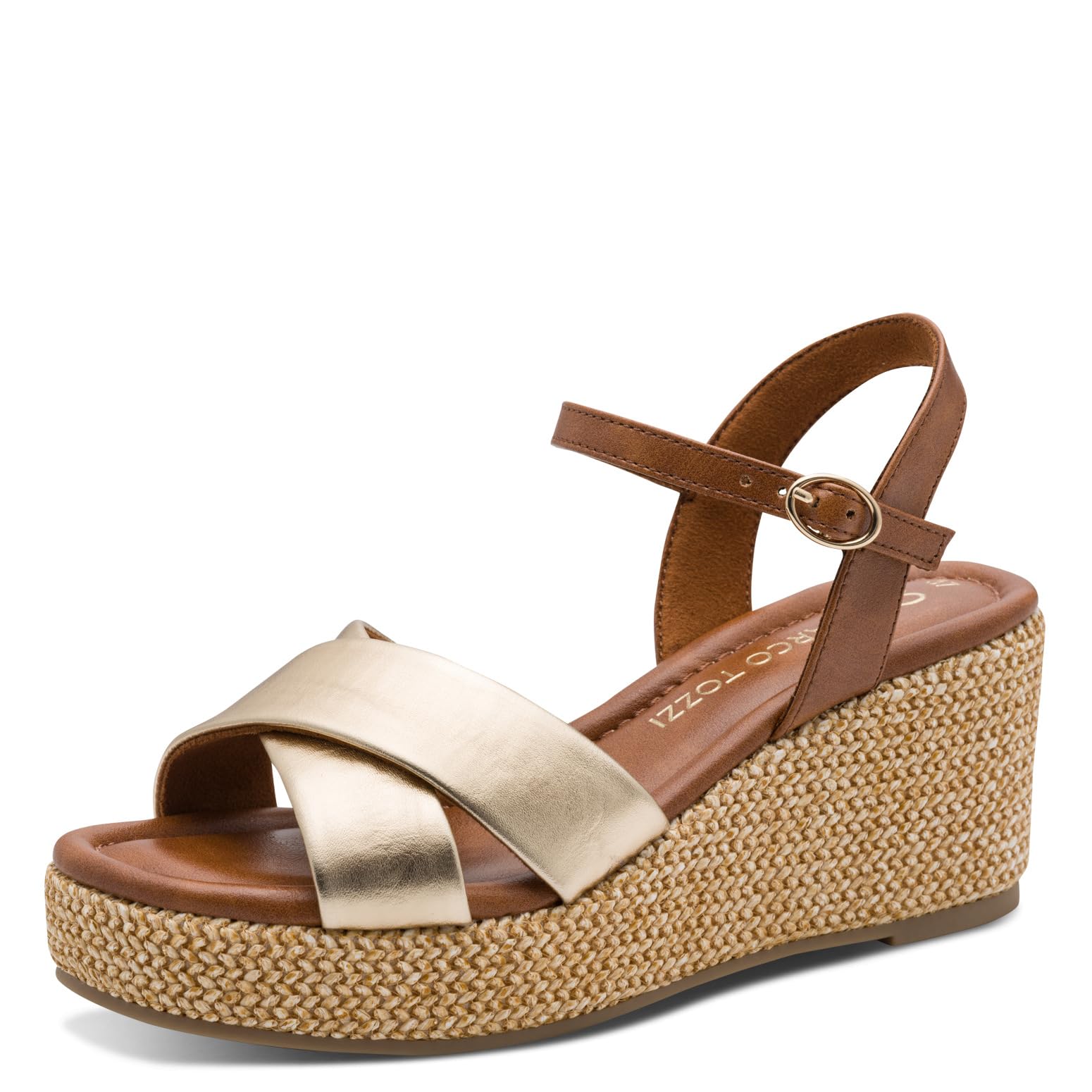 MARCO TOZZI Women Sandal soft Feel Me footbed soft lining Summery, metallic (GOLD COMB), 6 UK