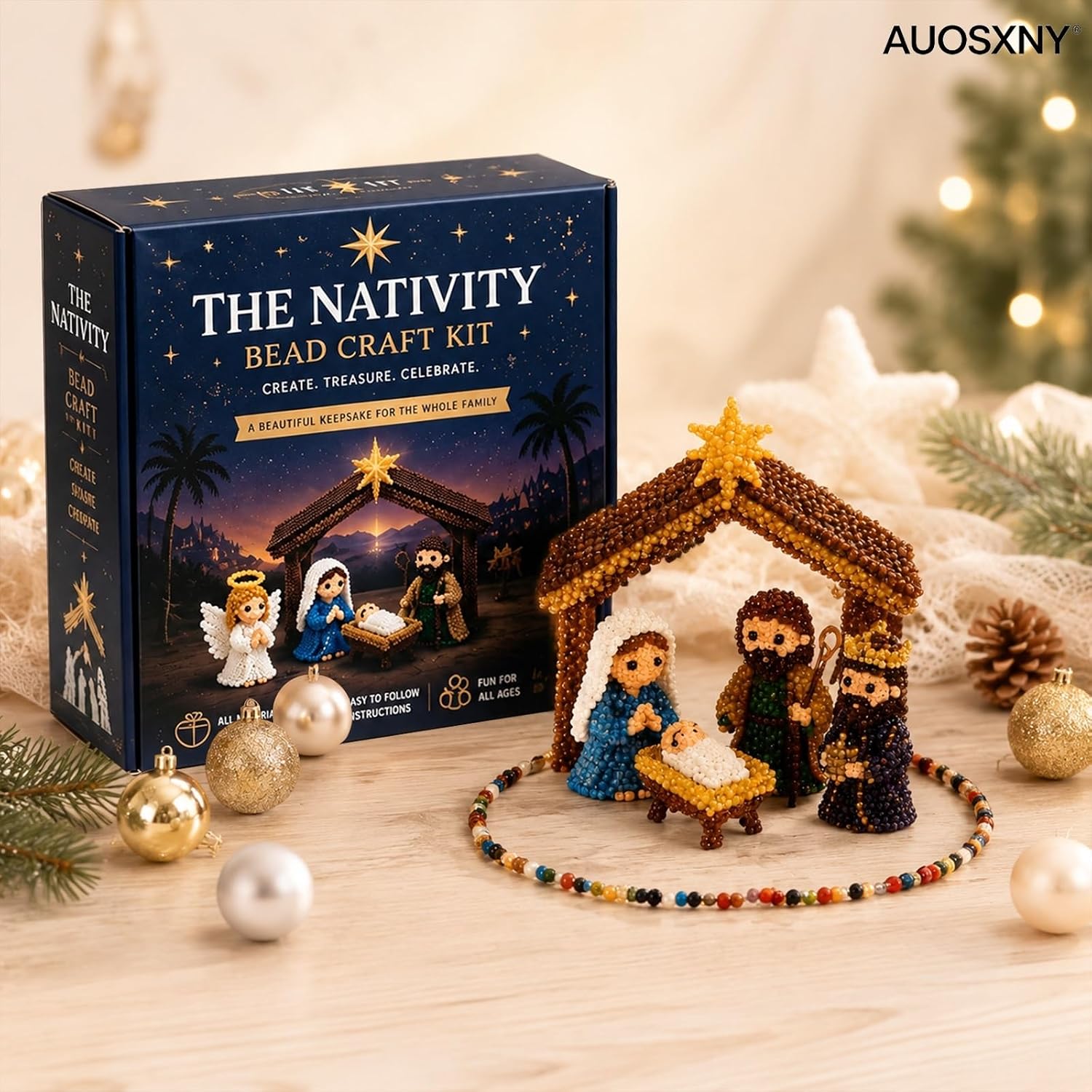 3D Beaded Animal DIY Kit, Handmade 3D Beadwork Art Craft Set, DIY Animals Beadwork Craft Kits,Beginner Friendly Craft Kit with Step-by-Step Instructions for Teenss (Nativity Scene)