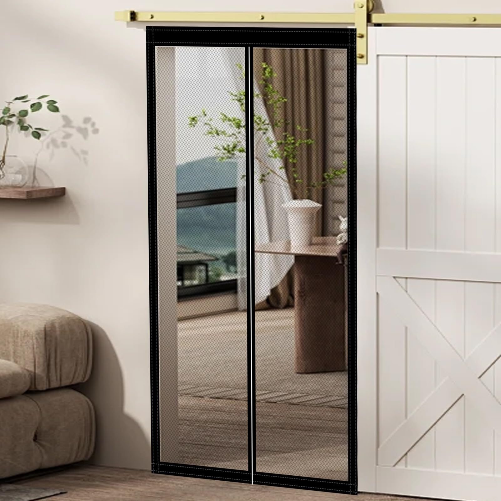Moustiquaire porte fenetre magnetique fermeture automatique noire anti moustique