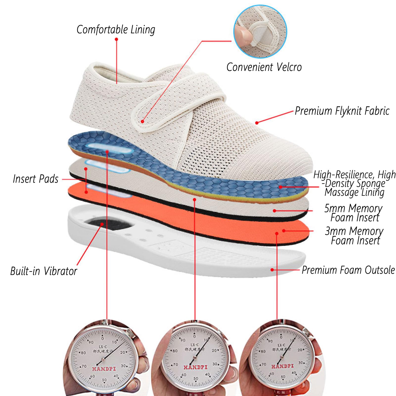 Calzature Diabetici Uomo Donna Calzature Ortopediche Extra-Larghe Salute del Piede, Scarpe Alluce Valgo, Calzatur Casual Regolabili Anziani, Scarpe Riabilitative Piedi Artritici