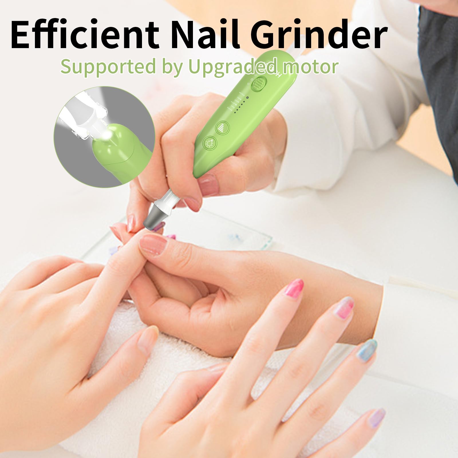 Kit de manicura y pedicura con estuche, molinillo de uñas profesional para uñas gruesas de los pies, lima de uñas eléctrica inalámbrica, herramientas de pedicura de 5 velocidades para pies removedor