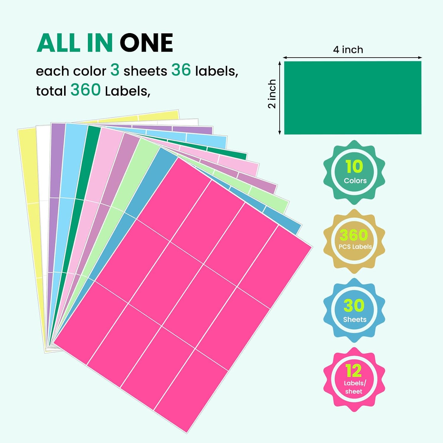 360 PCS 4 x 2 Inch Large Moving Labels Stickers for Box, Removable Waterproof Packing Labels for Storage Bins, Blank Color Coded Labels Stickers for Jars, Freezer Food, Home Moving Supplies image 2