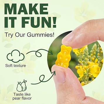 Mullein Gummies 2000mg- Mullein Leaf Extract for Lungs, Lung and Respiratory System Support, Mullein Gummies - Mullein Leaf Extract for Lungs