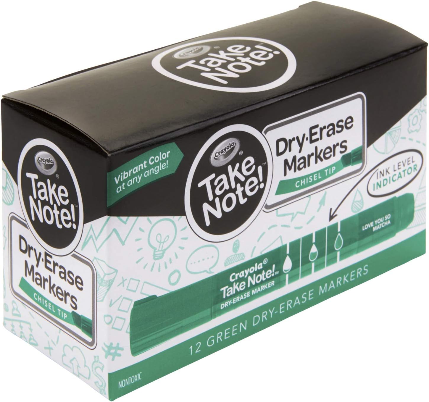 Crayola Take Note Dry Erase Markers, Green Chisel Tip Markers, Classroom & Office Supplies, 12