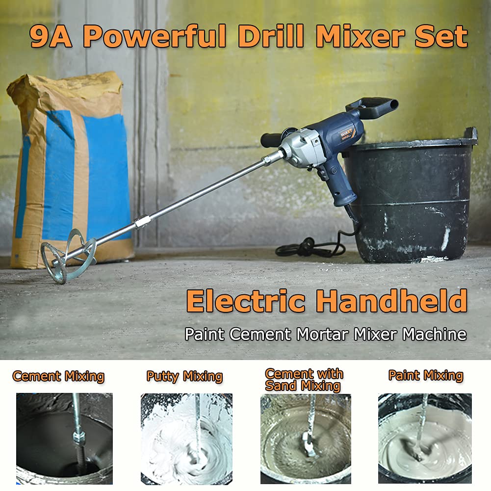 Maxxt Drill Mixer Set with Spade Handle 1/2 inch Electric Corded Mixing
