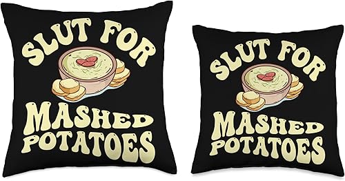 Miniatura 3 de Slut For Mashed Potatoes Seasoning and Chick Funny Gag Gifts - Almohada de 18 x 18 pulgadas, multicolor