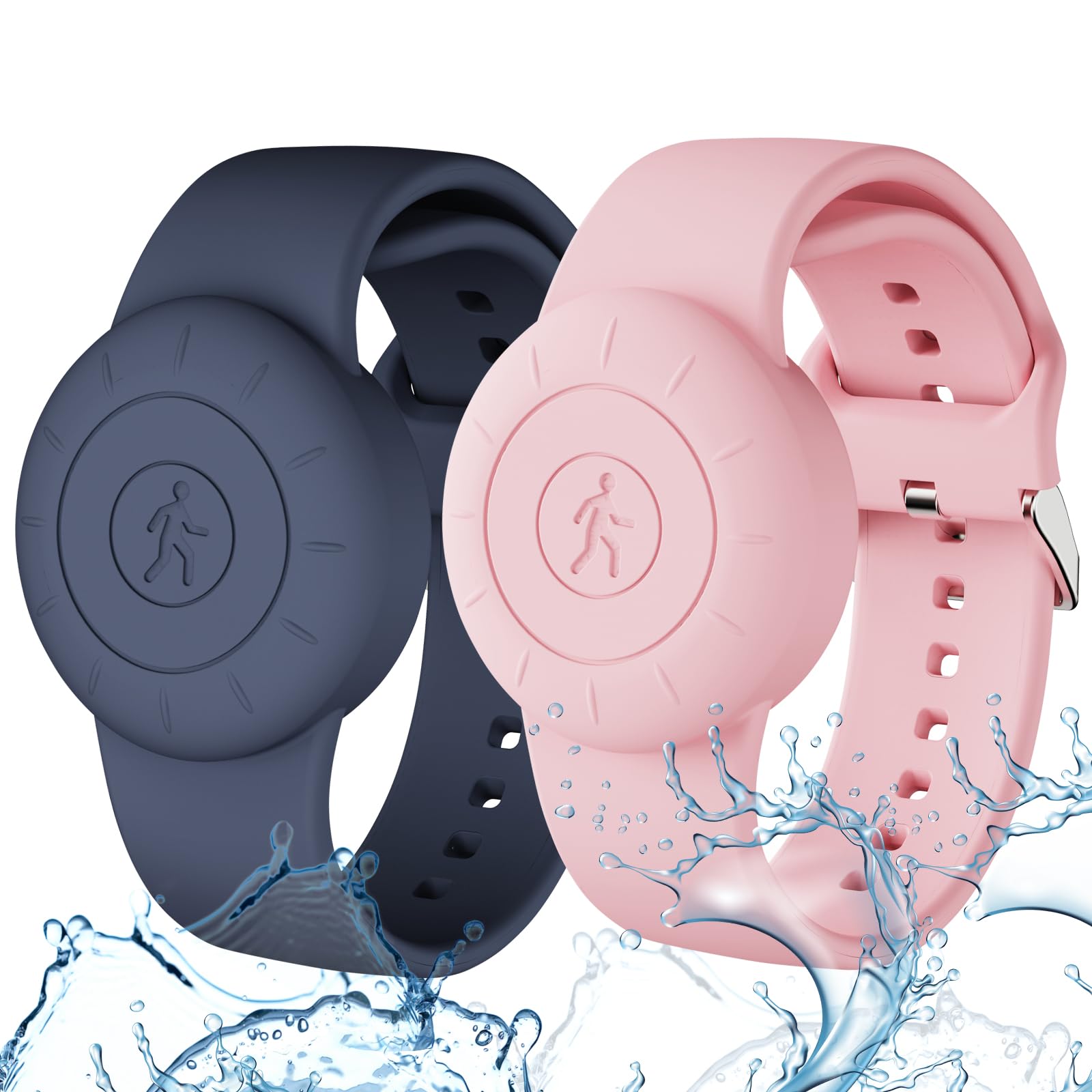 [2Pack]Waterproof AirTag Bracelet for Kids，Soft Silicone Hidden Air tag Wristband- Lightweight GPS Tracker Holder for Apple AirTag Full Body Protective Watch Band for Child