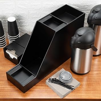 Restaurantware Restpresso 23.5 x 7 x 13.5 Inch Airpot Station 1 Durable Airpot Holder - For Two Airpot Dispensers Shatterproof Black Bamboo Airpot Stand Angled Walls Holds 3-Liter Airpots