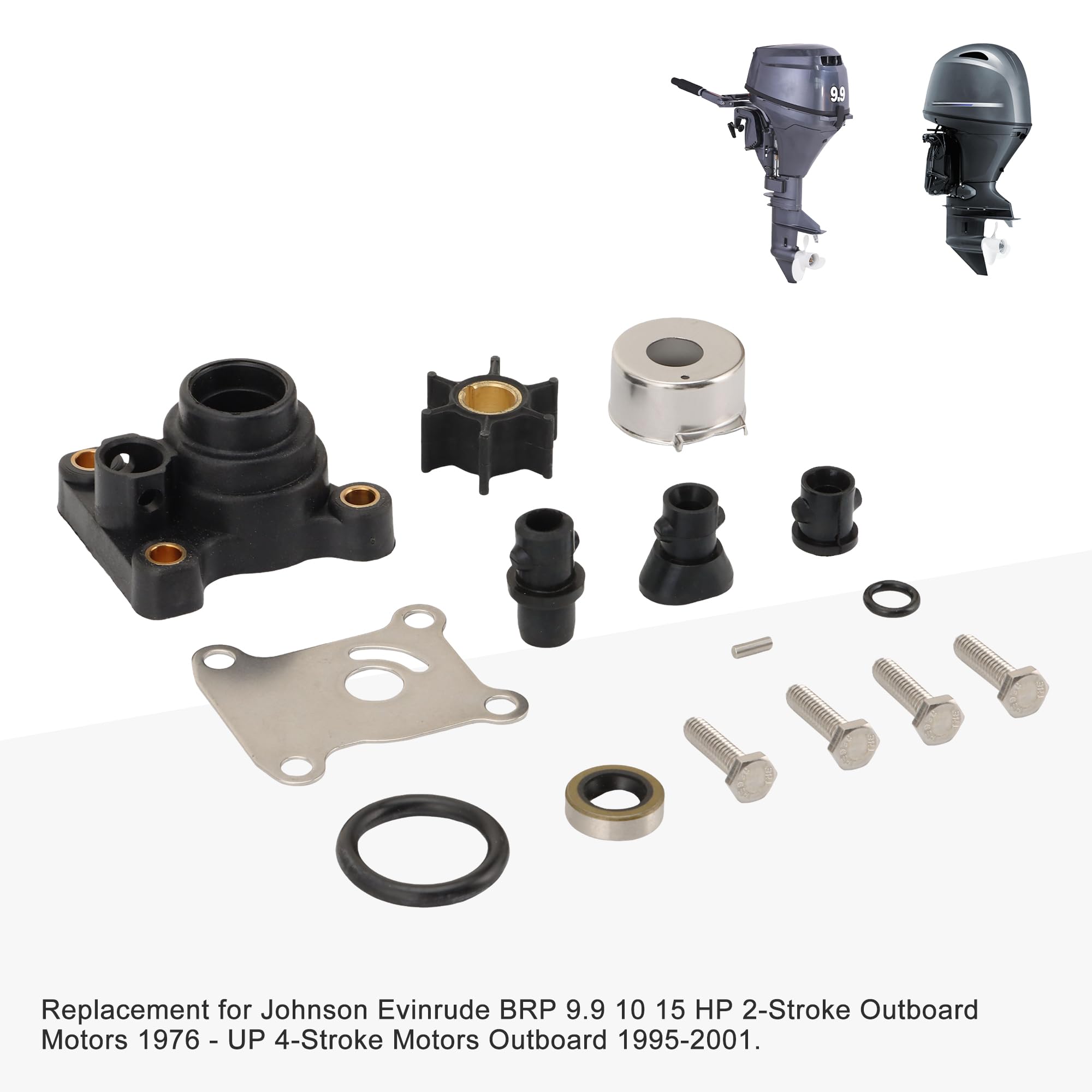 GOOFIT Kit de Reparación del Impulsor de La Bomba de Mantenimiento en Alta Mar Reemplazo para Johnson Evinrude BRP 9.9 10 15 HP Motores de 2 Tiempos Fuera de Bordo 1976 - UP Motores