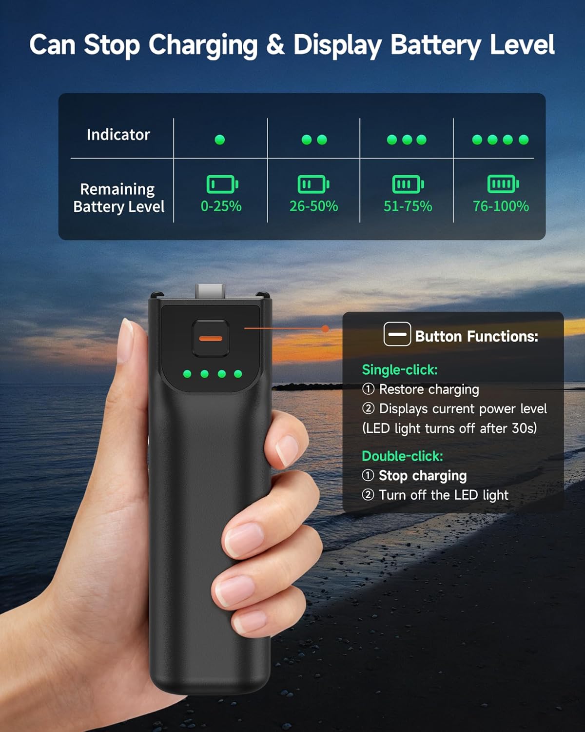 LKTOP 5000mAh Battery Handle for DJI Osmo Pocket 3 / Pocket 4, Xtra Muse, 22.5W Fast Charging Battery Grip, Up to 6H Runtime, 1/4" Thread