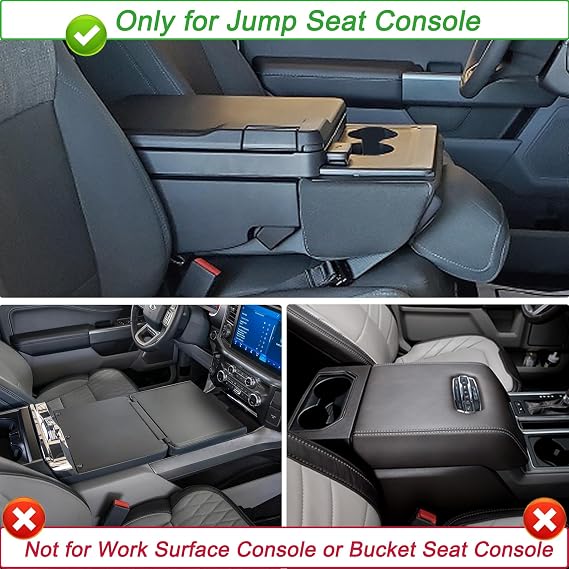 PIMCAR Center Console Organizer for 2011-2025 2026 Ford F150 F250 F350 F450 F550 F650, Front Center Seat Headrest Organizer with Non-Slip Silicone Pad Super Duty Accessories (Jump Seat Console Only)