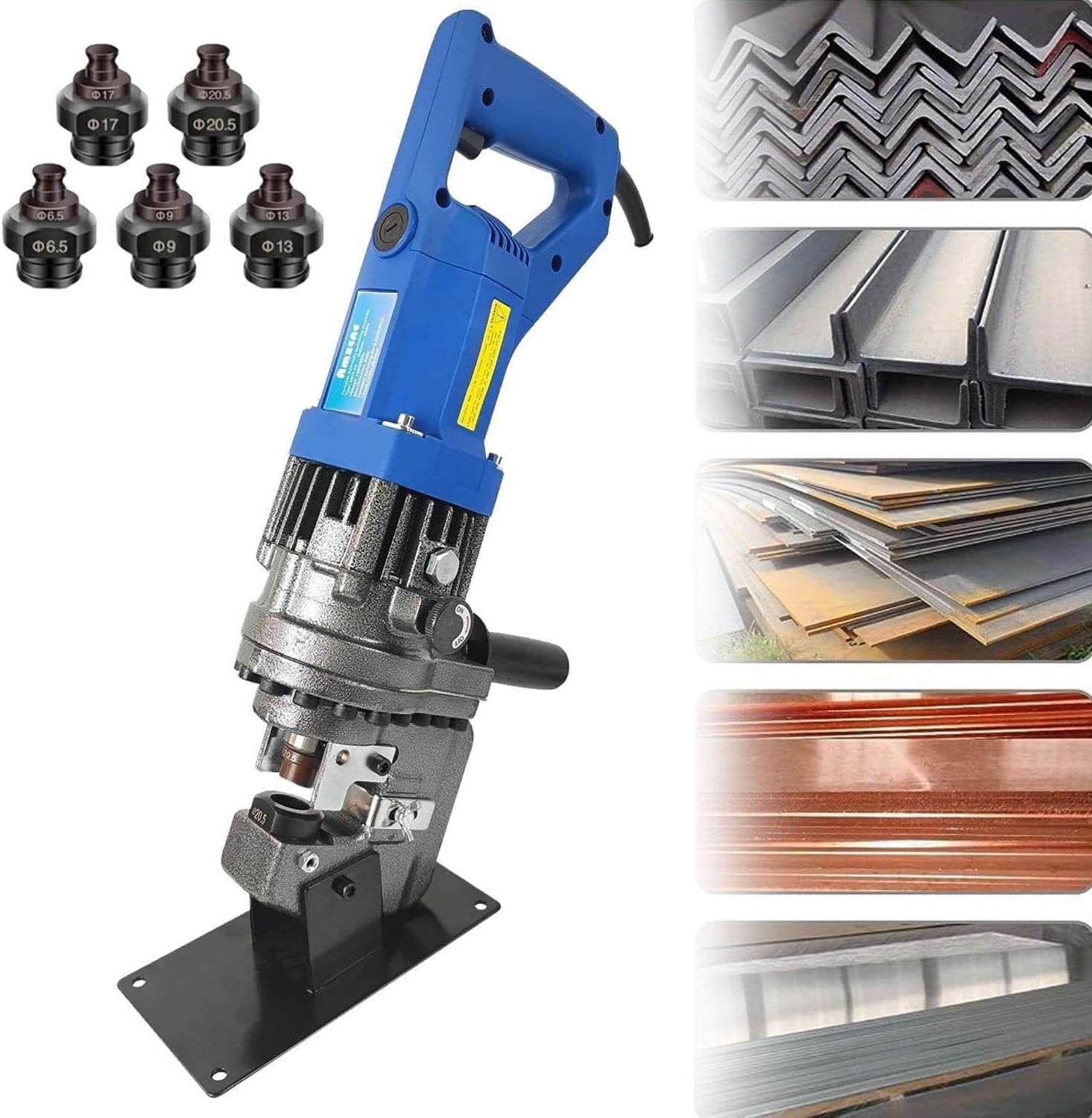 1200W Electric Hydraulic Hole Punching Tool Hand-held Metal Hole Digger Punch Angle Steel Punching Tool Hole Digger for Steel, Iron, Aluminum, Copper, Accurate Positionin