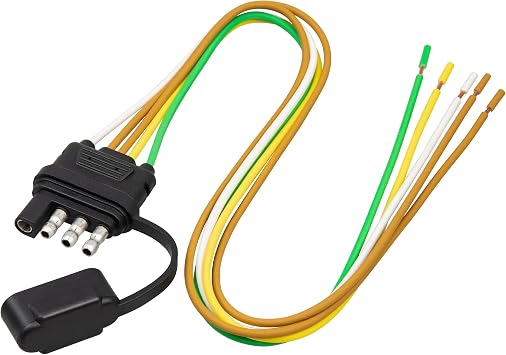 Oyviny 4 Pin 5 Wire Trailer Wiring Harness 18 Inches, 16AWG Pure Copper Wishbond Trailer Light Wiring for Utility Rewiring Both-Side Taillights 4 Way Flat Replacement Plug