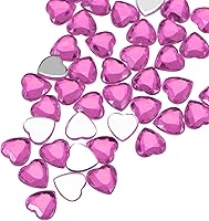 Vista 44 de MECCANIXITY 60 piezas de diamantes de imitación acrílicos de corazón de 0.59 pulgadas (0.591 in) con parte trasera plana, gemas de plástico