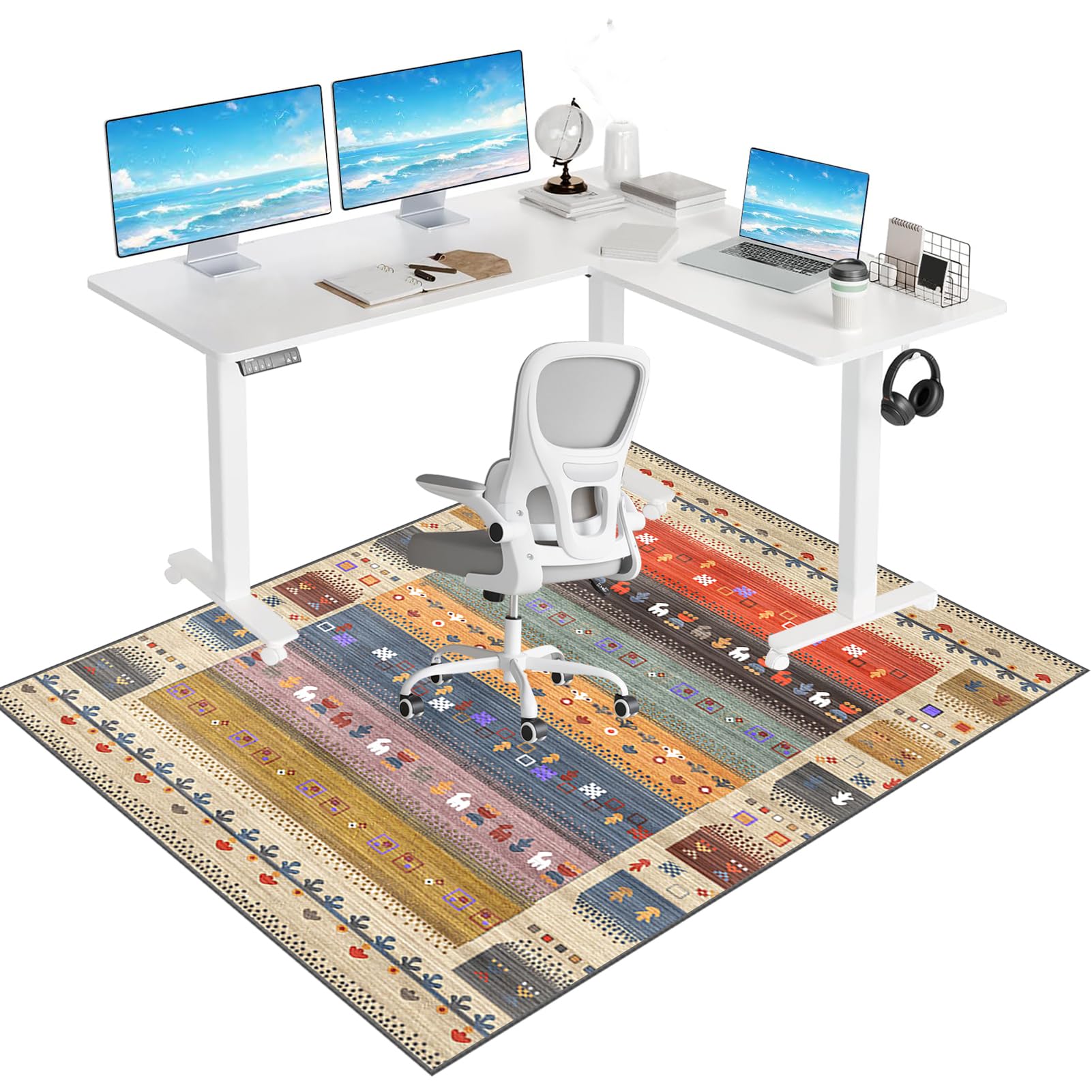 Tapis gamer sol anti-rayures 180x230 cm - Stabilité maximale pour fauteuil de bureau