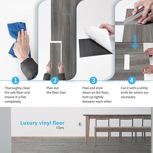 Miniatura 61 de Art3d Paquete de 36 azulejos de vinilo de lujo para despegar y pegar, tablones de madera autoadhesivos de 54 pies cuadrados para cocina, dormitorio