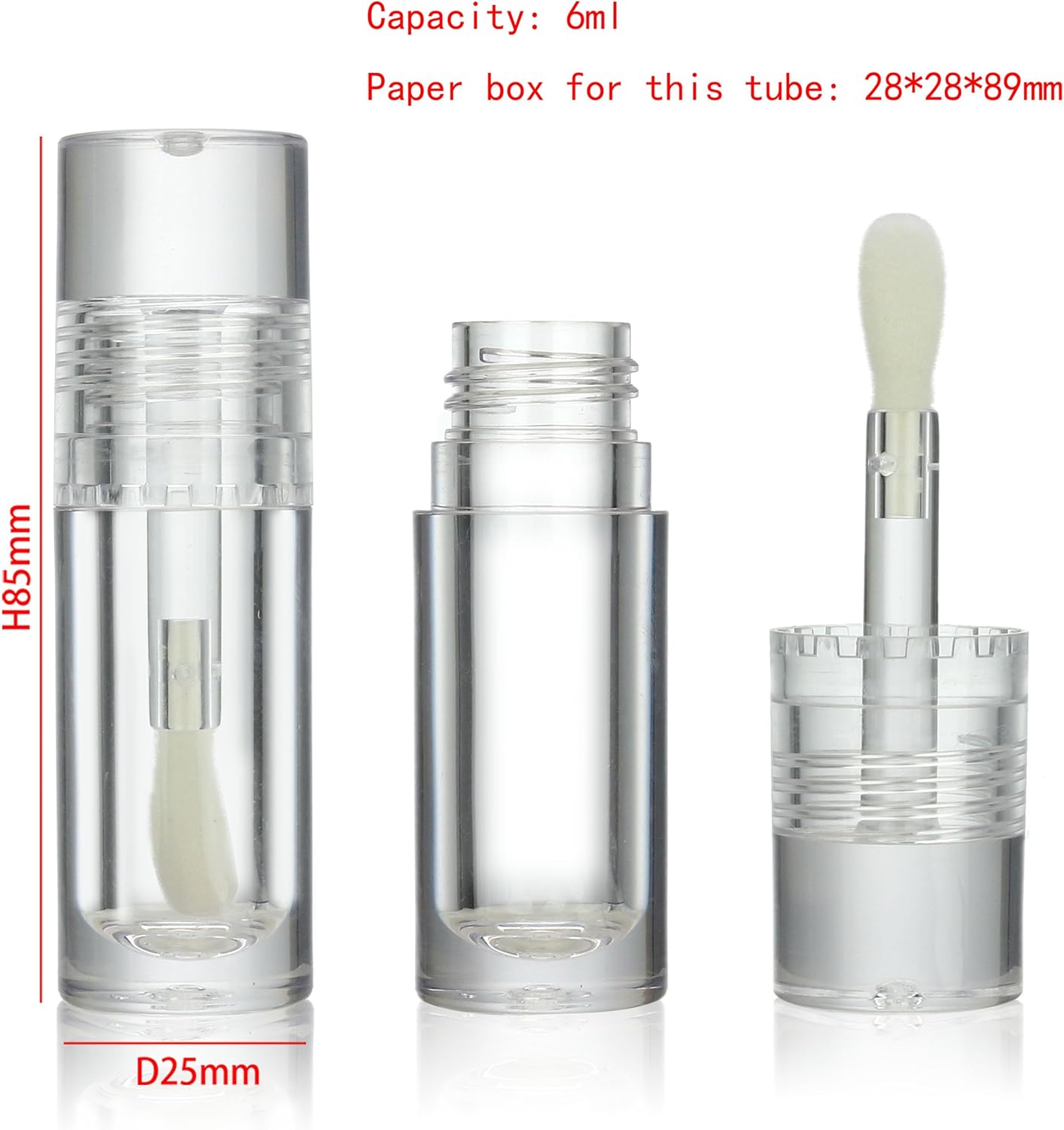 COSIDEA 14pcs Empty 6ml big doe foot wand Chunky lip gloss tubes for DIY lipgloss,Pink round lipgloss containers tubes with thick wand (Clear)