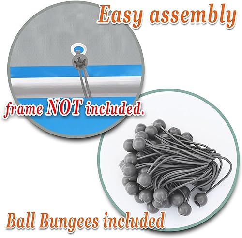 Miniatura 7 de Strong Camel Cubierta de cochera de 10 x 20 pies de repuesto para tienda de campaña al aire libre refugio de garaje superior con bolas elásticas SIL