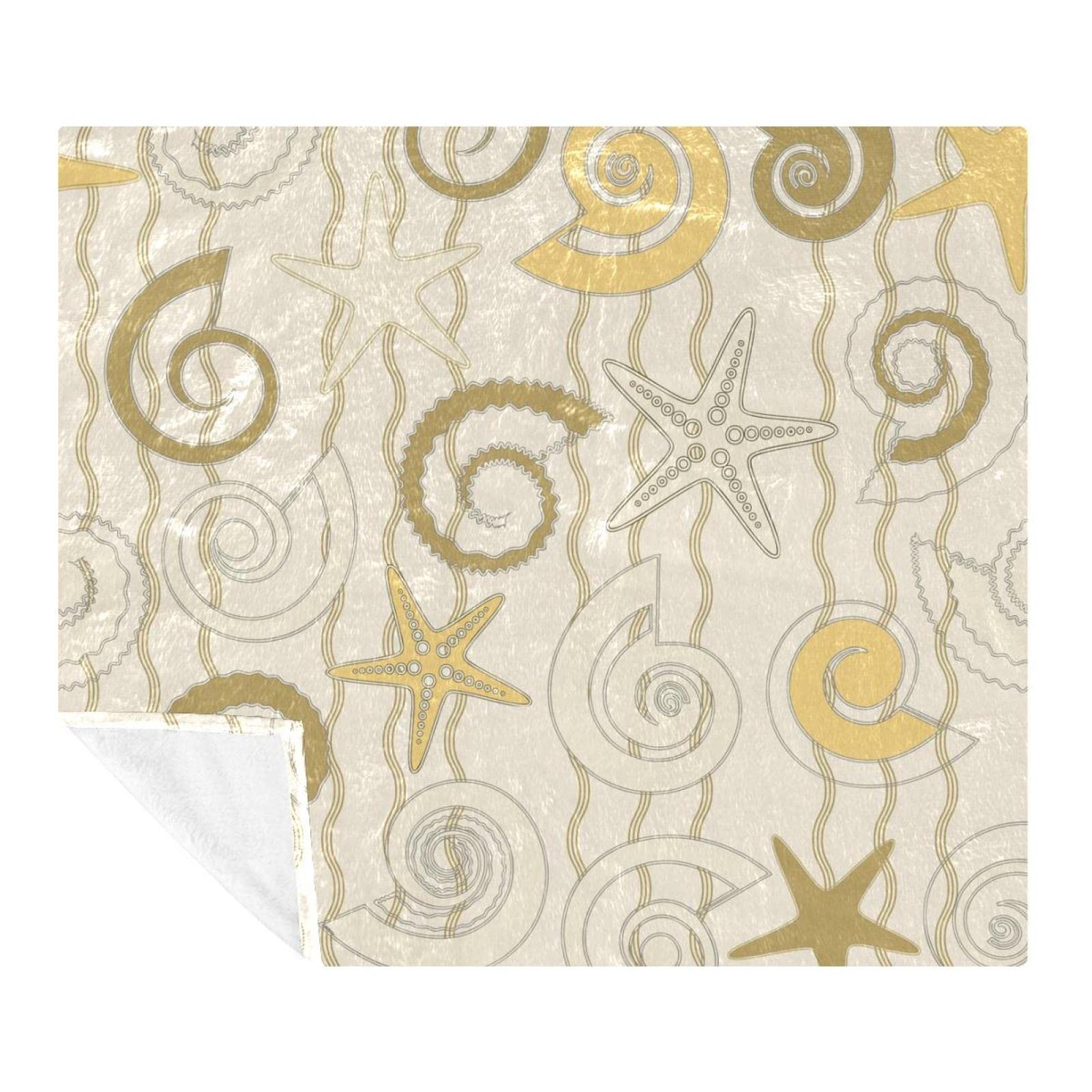 Couverture polaire 150x200 cm à motif coquillages pour lit et canapé