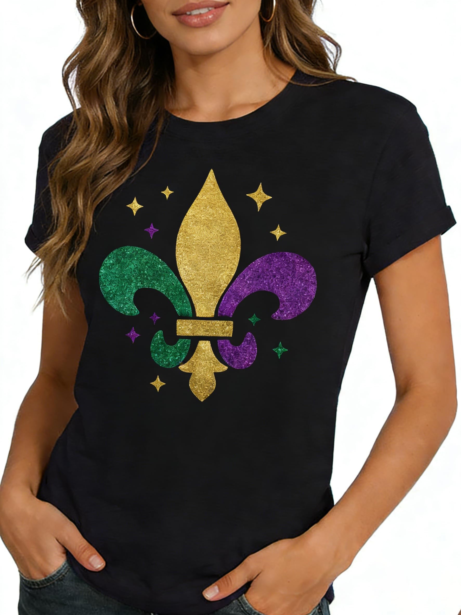 - Womens Fat Tuesday Shirt Shining Graphic Tees Carnival Parade Party Tops