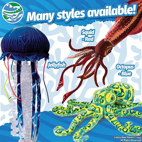Miniatura 4 de Real Planet Pulpo naranja de 22 pulgadas, juguete realista de pulpo, criatura marina de felpa grande, animal de peluche de pulpo marrón, animal