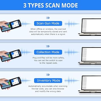 1D 2D Barcode Scanner Wireless, JRHC Portable Inventory Scanner & PDA Data Collector PDT Inventory Device with Long Transmission Distance Wireless Bar Code Reader with 2.8 LCD Screen