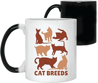 Cat Breeds Gift Silhouettes of Different Cat Breeds for Cat Lovers 11oz 15oz Color Changing Mug