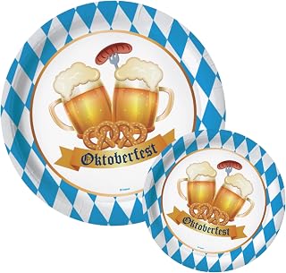 Oojami 100 Count Paper Plates 50-9" Dinner Paper Plates, 50-7" Dessert Paper Plates Ideal for oktoberfest, oktoberfest theme, Dinner and Dessert Plates